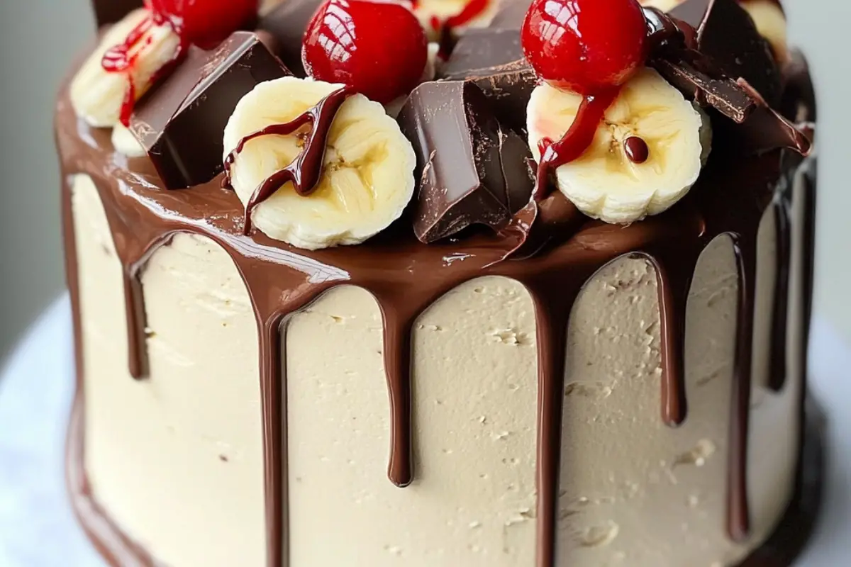 Banana Split Chocolate Drip Cake