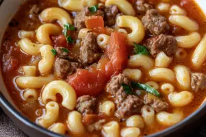 Classic Beef Tomato Macaroni Soup