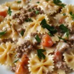 Creamy Bowtie Pasta with Ground Beef