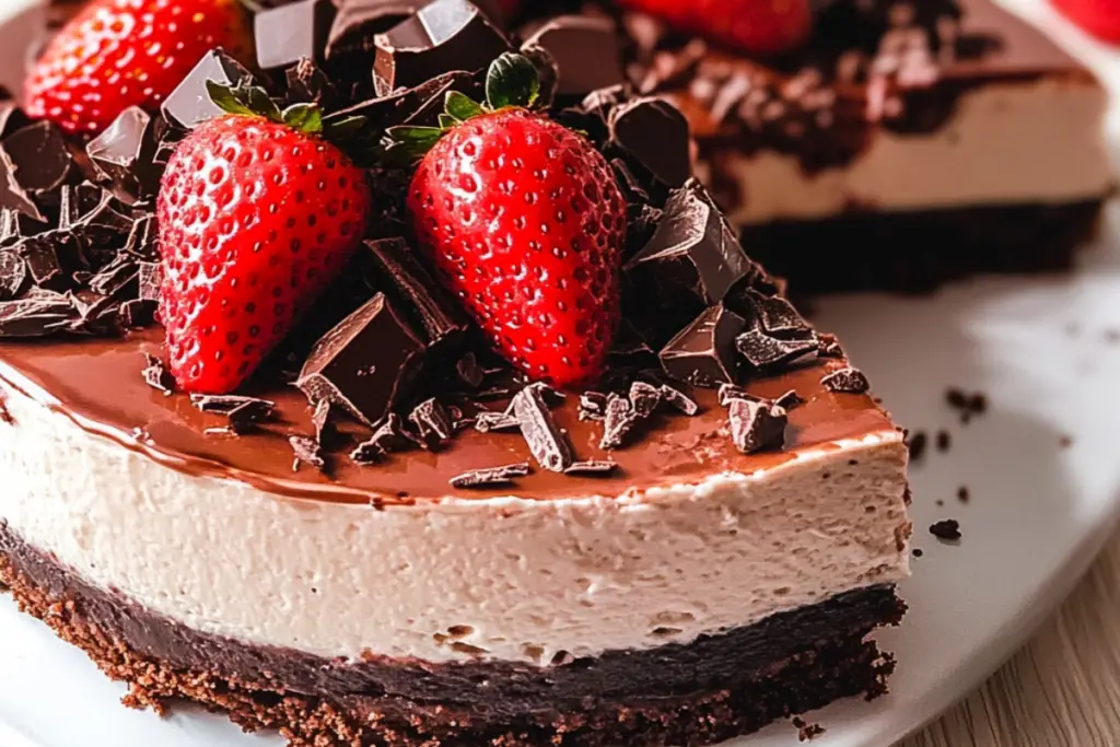 Decadent Chocolate Strawberry Cheesecake