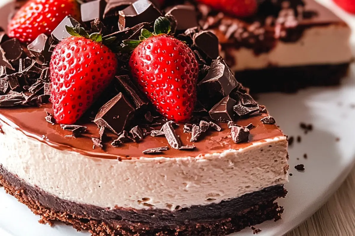 Decadent Chocolate Strawberry Cheesecake