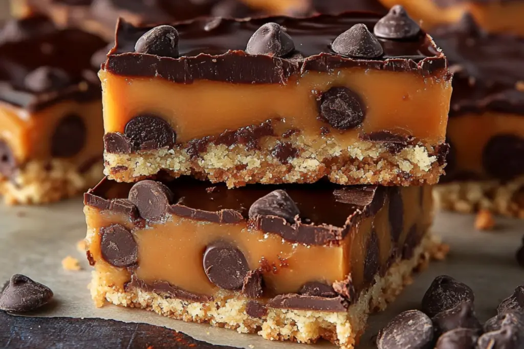 Gooey Caramel Chocolate Crunch Bars