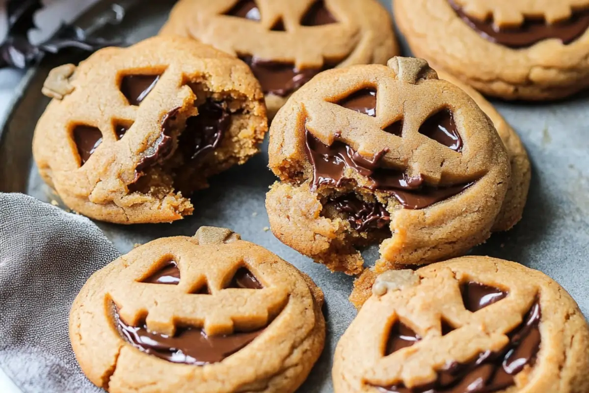 Milk Chocolate Stuffed Jack-O'-Lantern Cookies