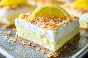 No Bake Lemon Coconut Cheesecake Bars