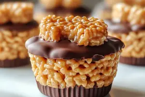 Peanut Butter Chocolate Rice Krispie Treat Cups