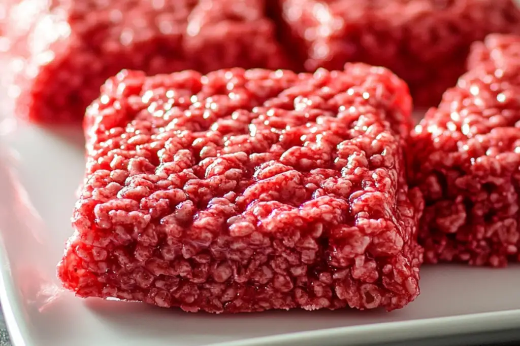 Red Velvet Raw Meat Rice Krispies Treats