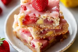 Strawberry Lemon Blondies