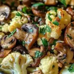 Vegan Garlic Mushrooms Cauliflower Skillet