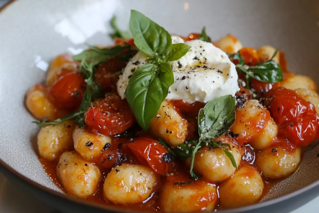 30-Minute Creamy Tomato Gnocchi with Burrata