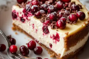 Creamy White Chocolate Cranberry Cheesecake Creamy White Chocolate Cranberry Cheesecake