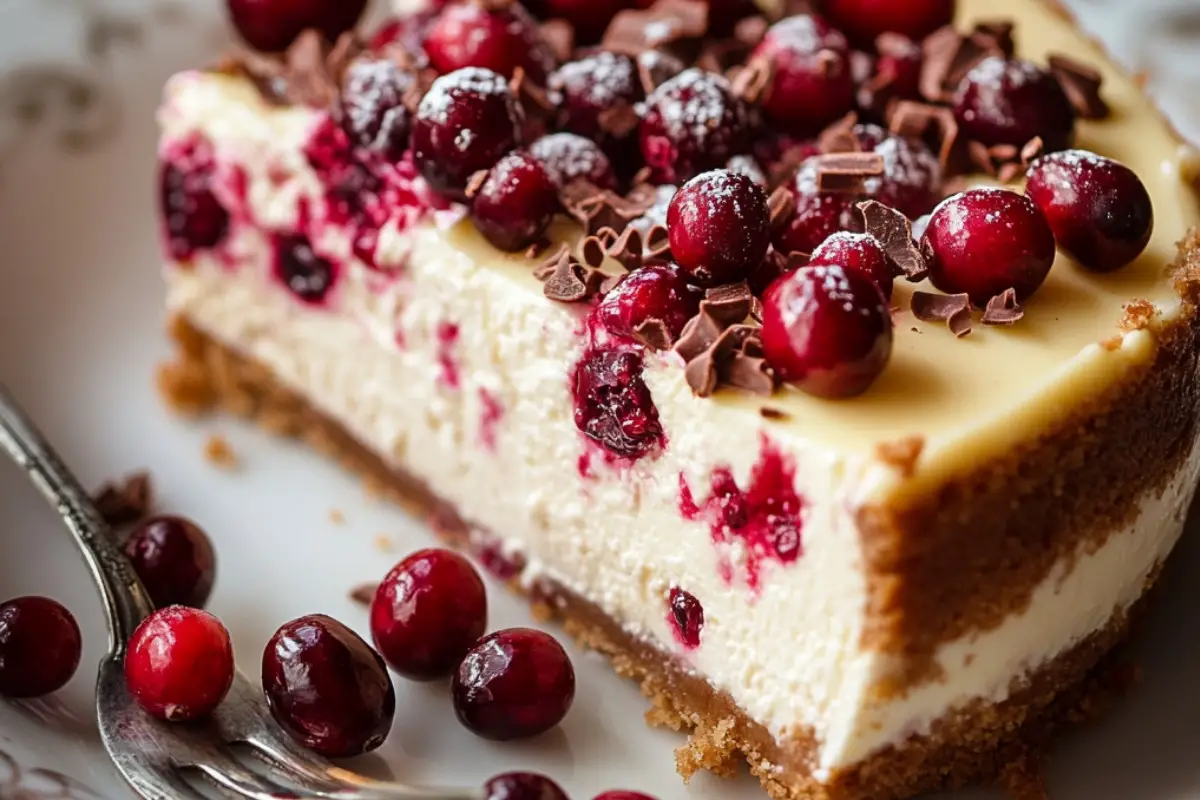 Creamy White Chocolate Cranberry Cheesecake