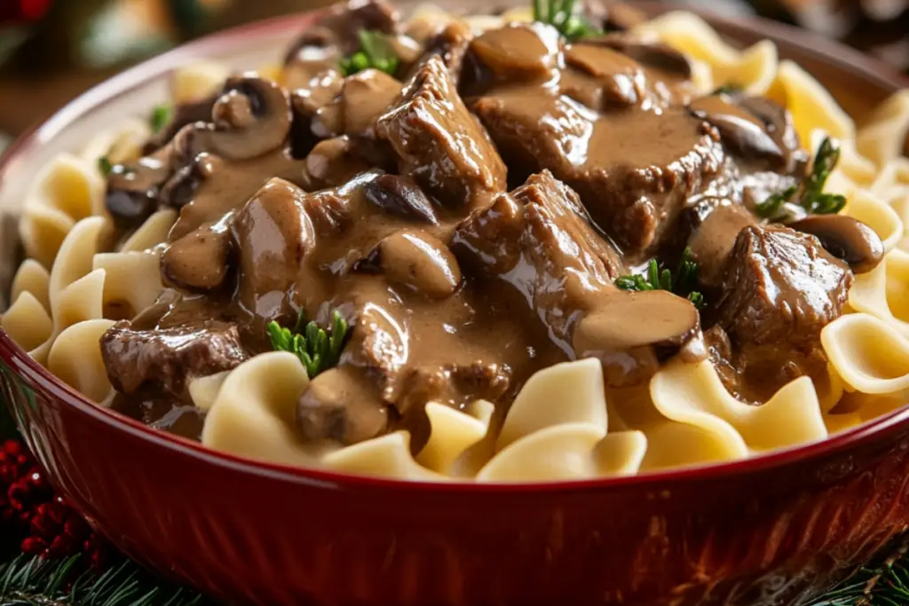 Crockpot Beef Tips & Noodles