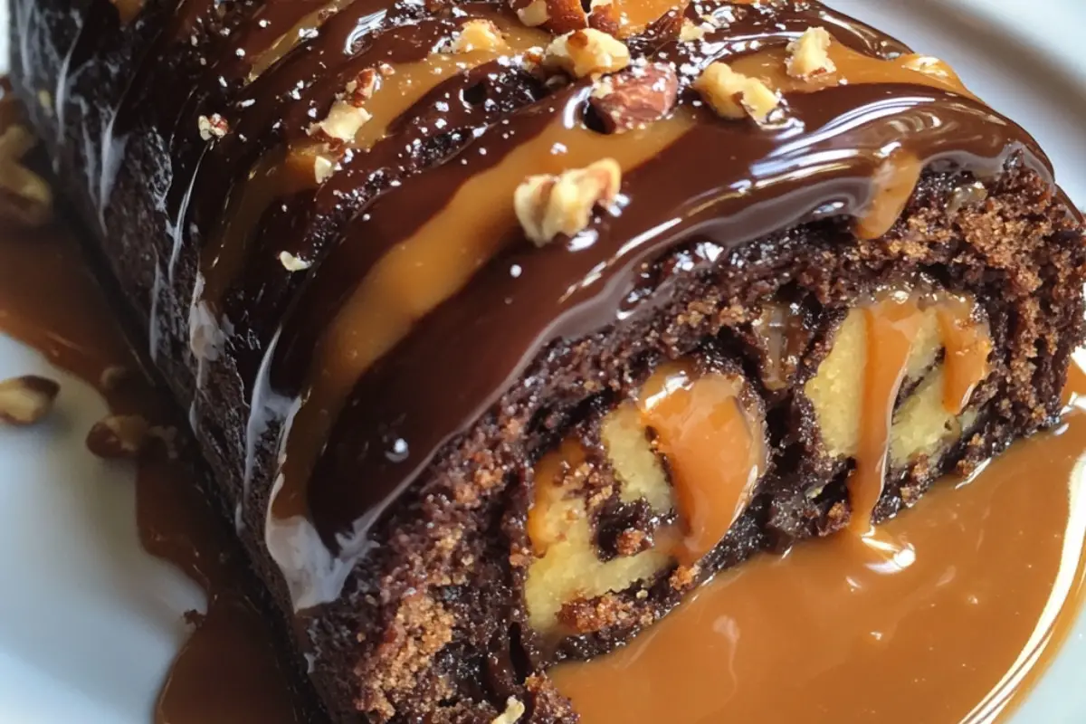Gooey Chocolate Hazelnut Caramel Cake Roll