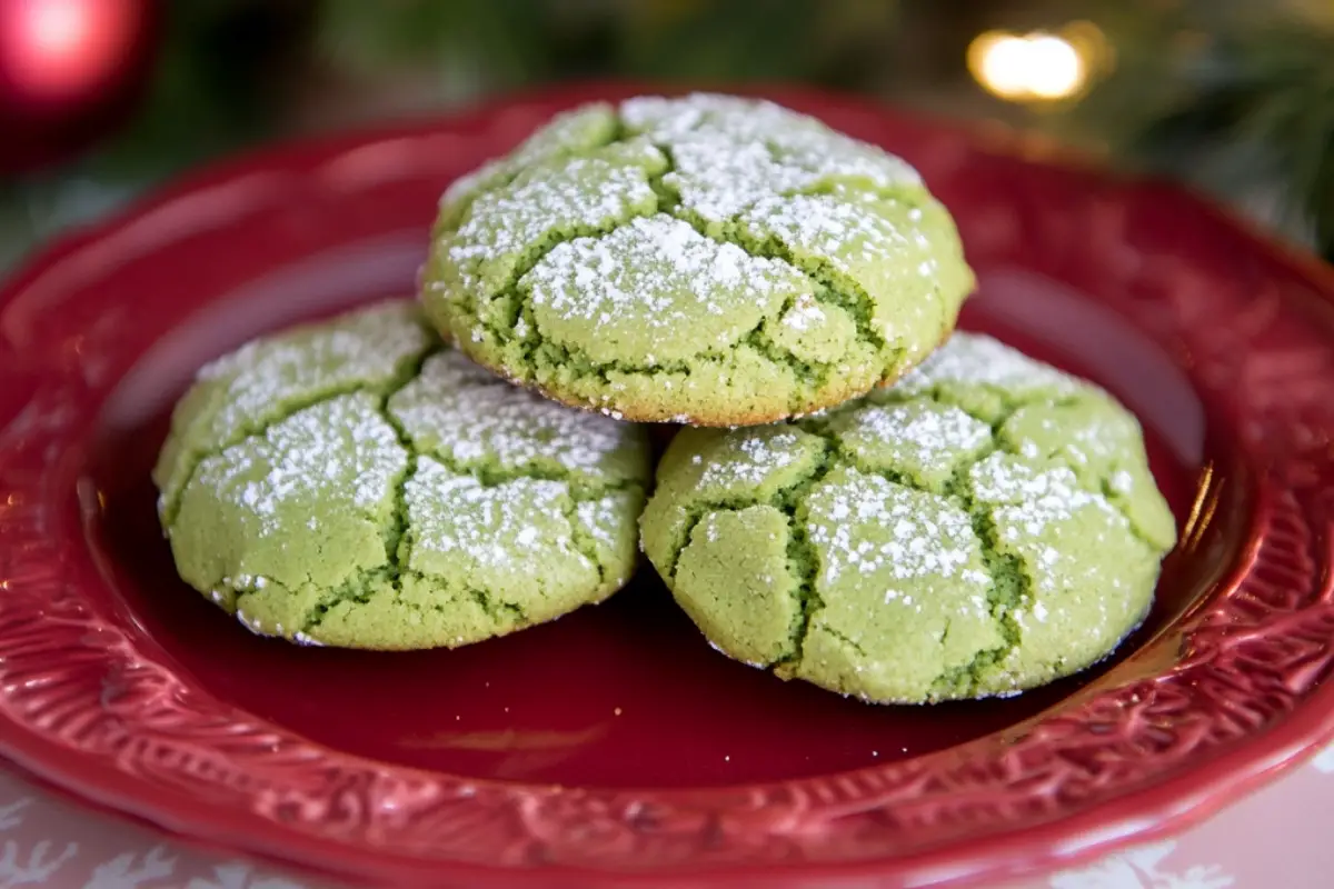 Grinch-inspired Crinkle Cookies