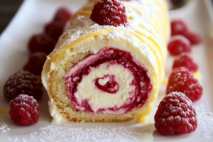 Lemon Raspberry Swirl Cheesecake Roll