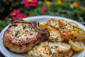 Parmesan Pork Chops and Cheesy Scalloped Potatoes