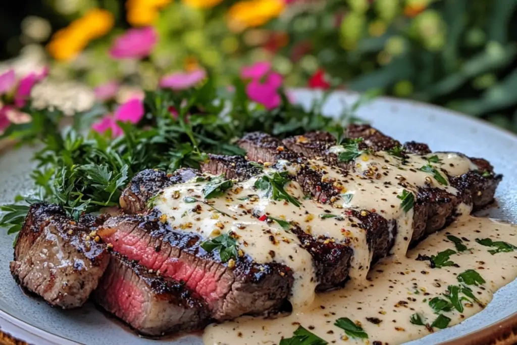 Steak with Garlic Cream Sauce