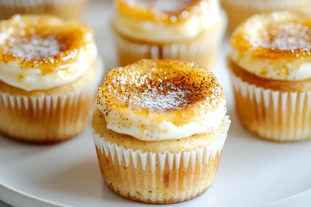 Vanilla Bean Crème Brûlée Cheesecake Cupcakes