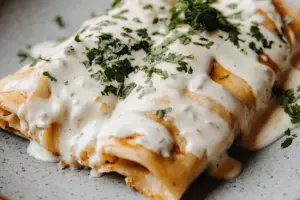 Chicken Enchiladas with Sour Cream White Sauce