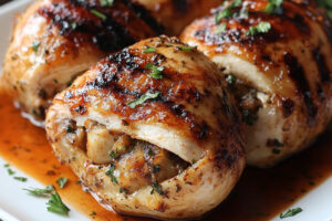 Grilled Stuffed Chicken with Sauce Grilled Stuffed Chicken with Sauce