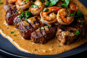 Steak with Cajun Shrimp Sauce Steak with Cajun Shrimp Sauce