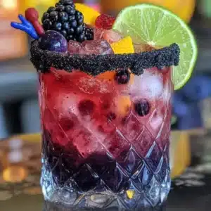 This Witches' Brew Margarita and wow…fruity, spooky, and magically colorful. Witches' Brew Margarita