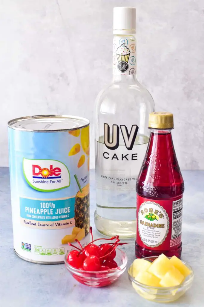 Ingredients — Pineapple Upside-down Cake Martini